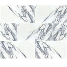 White marble tiles with bold gray veining in Arabescato Corchia Elite 12X24 Marble Tile