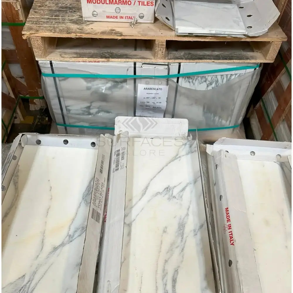 Pallets of Arabescato Corchia Elite 12X24 Marble Tiles with gray veining