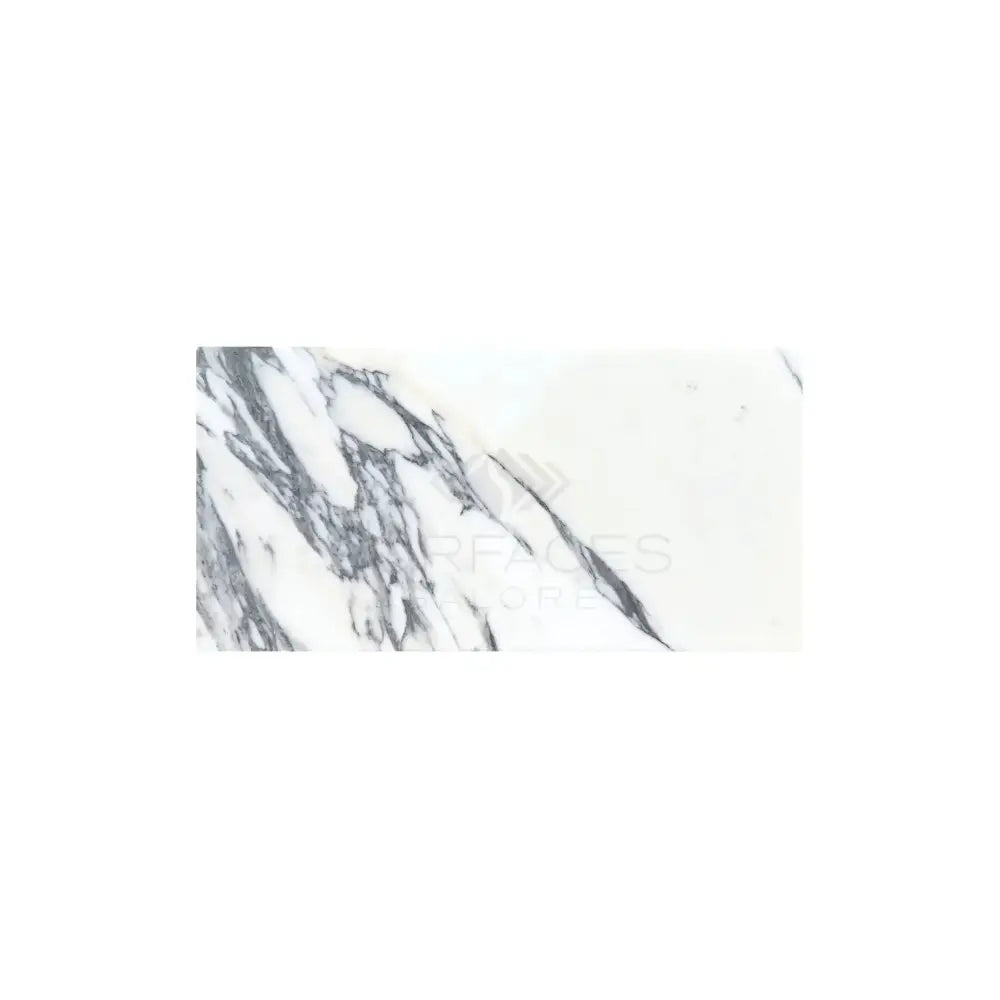 White marble slab with prominent grey veining in Arabescato Corchia Elite 12X24 Marble Tile