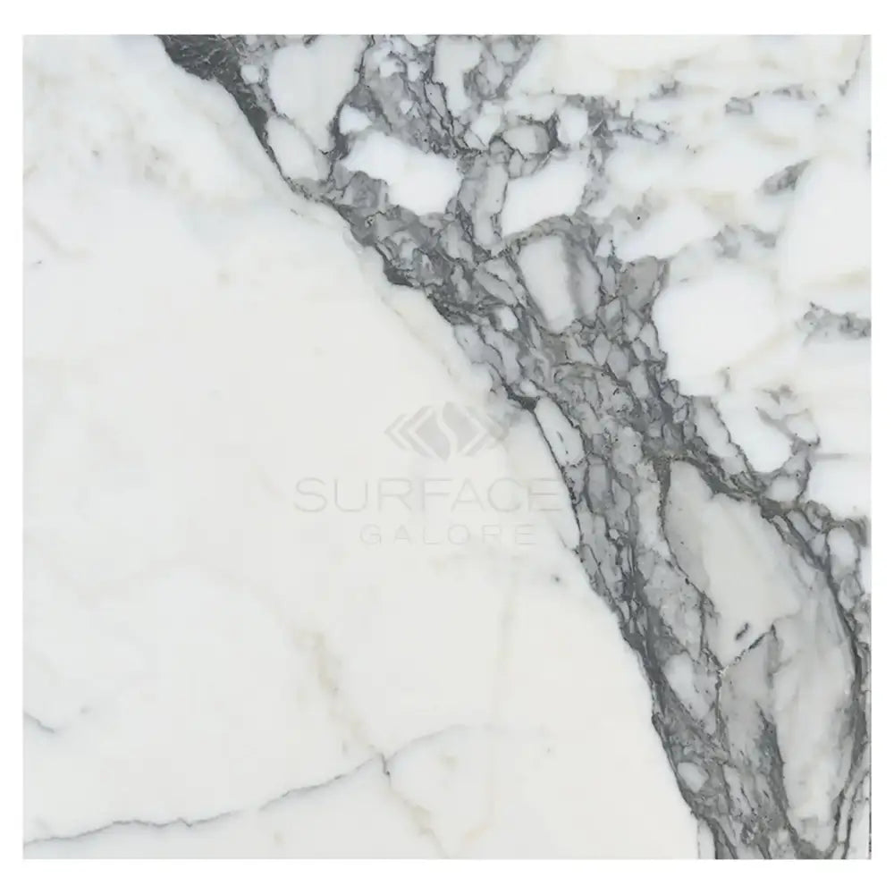 Arabescato Corchia Elite 18X18 Marble Tile with white marble and prominent gray veining