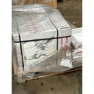 Pallet of Arabescato Corchia Elite 18x18 marble tiles with grey veining secured with straps