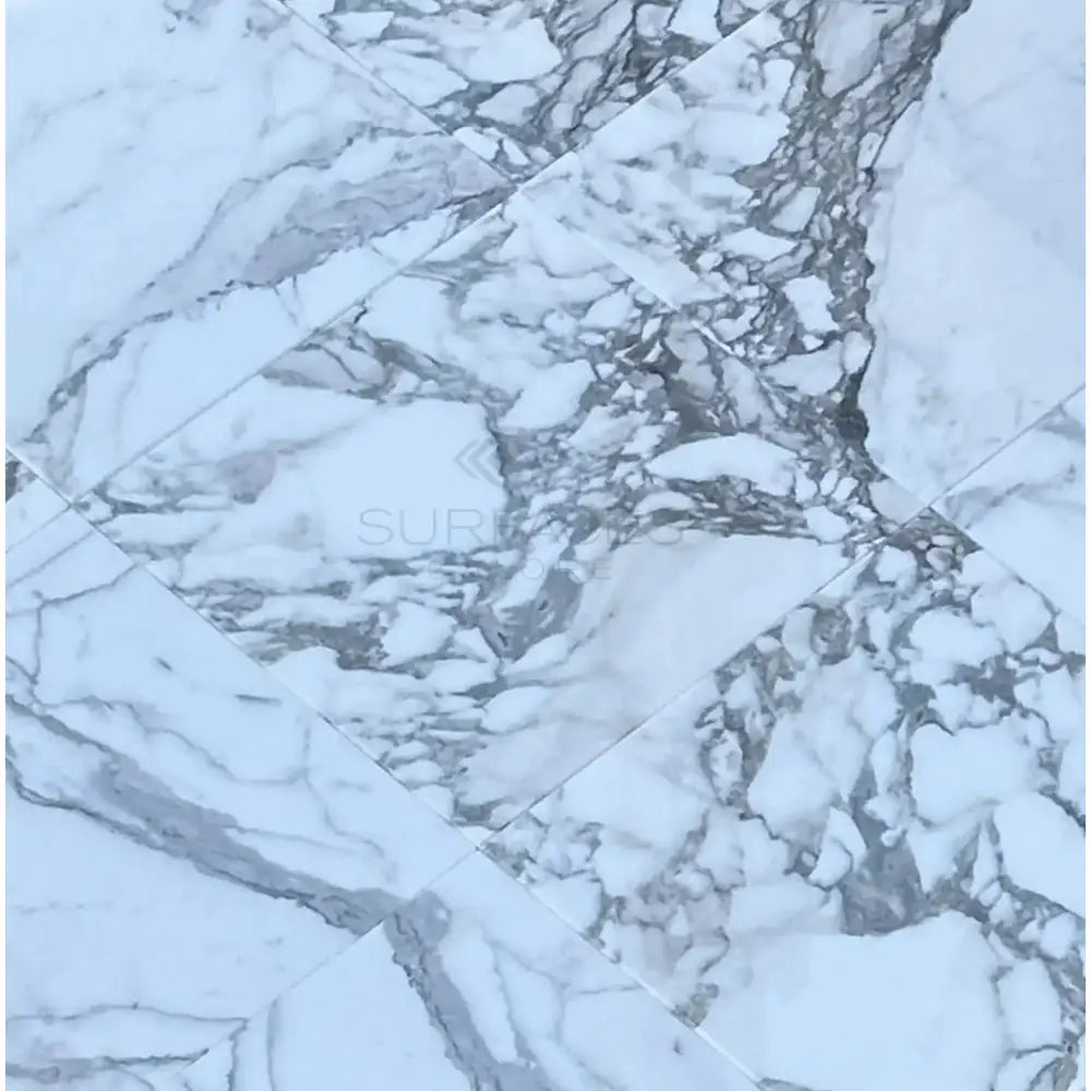 White marble tiles with grey veining in Arabescato Corchia Elite 24X24 Marble Tile