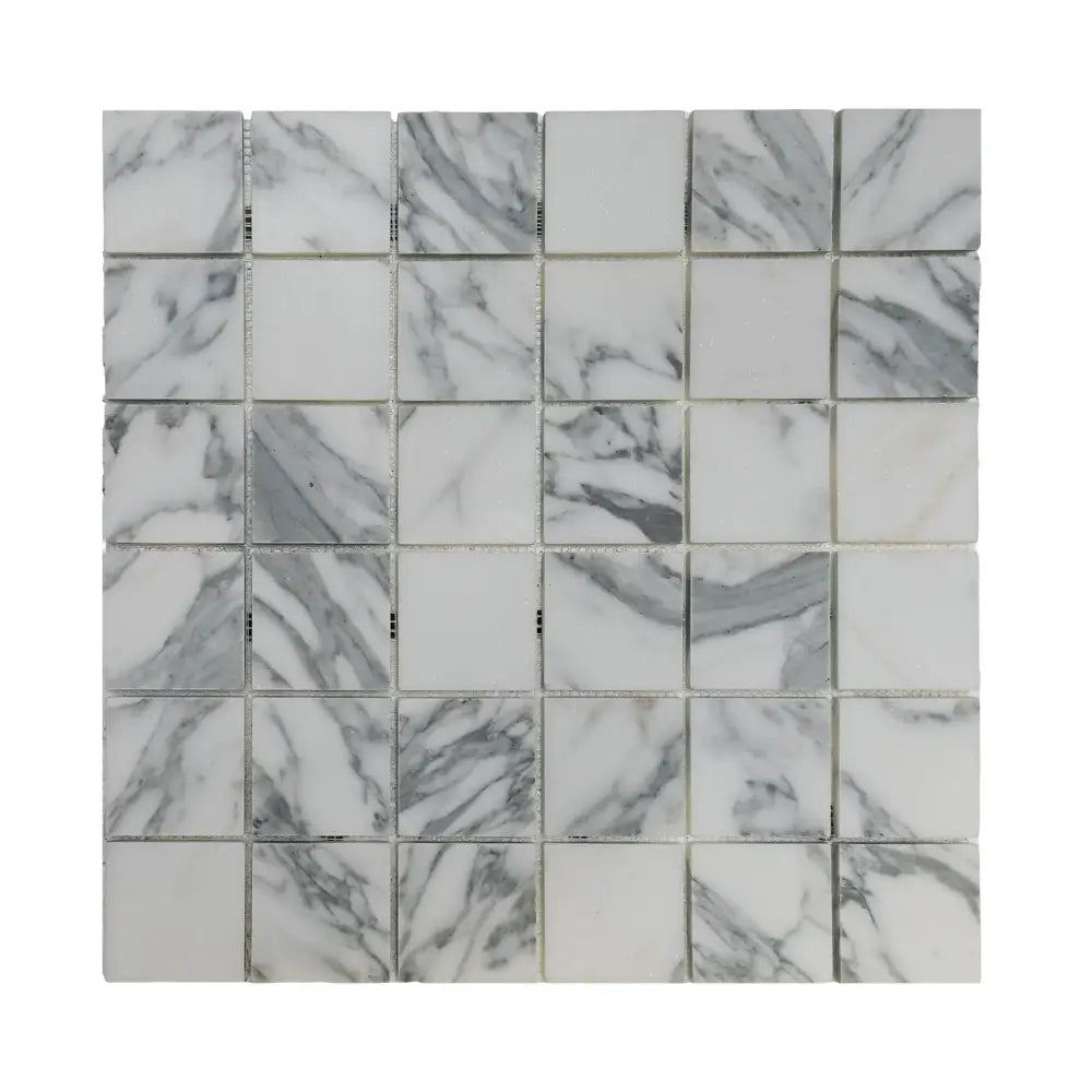 White and gray marble mosaic tiles Arabescato Corchia Elite 2X2 for luxurious flooring