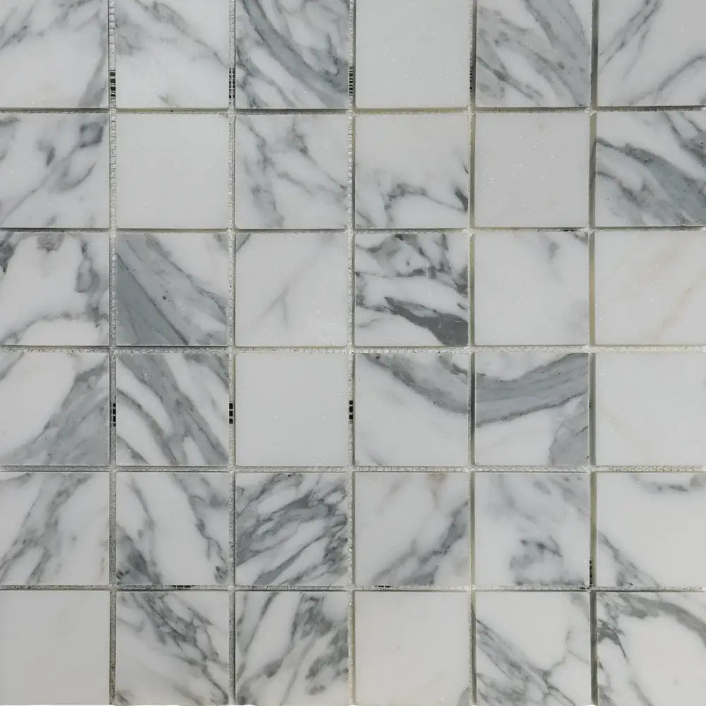 White and gray marble mosaic tile sheet with polished finish Arabescato Corchia Elite 2X2
