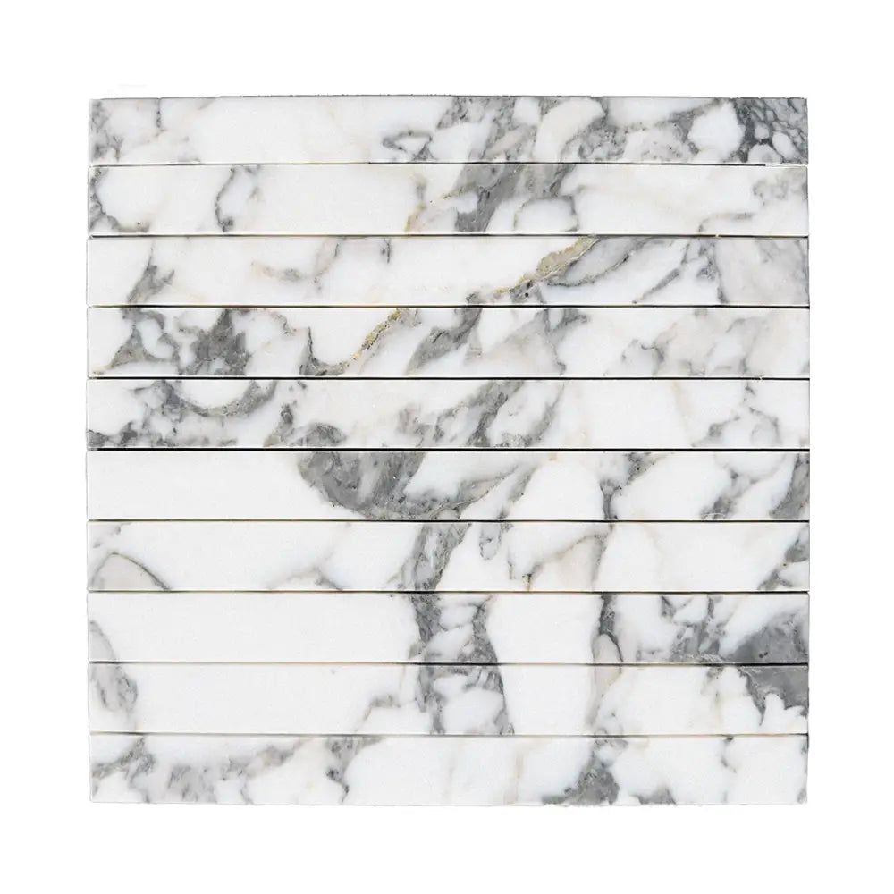 Marble-patterned tile arrangement from Arabescato Corchia Elite Corchia Marble Mosaic