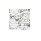 Marble-patterned stacked tiles from Arabescato Corchia Elite Marble Mosaic collection