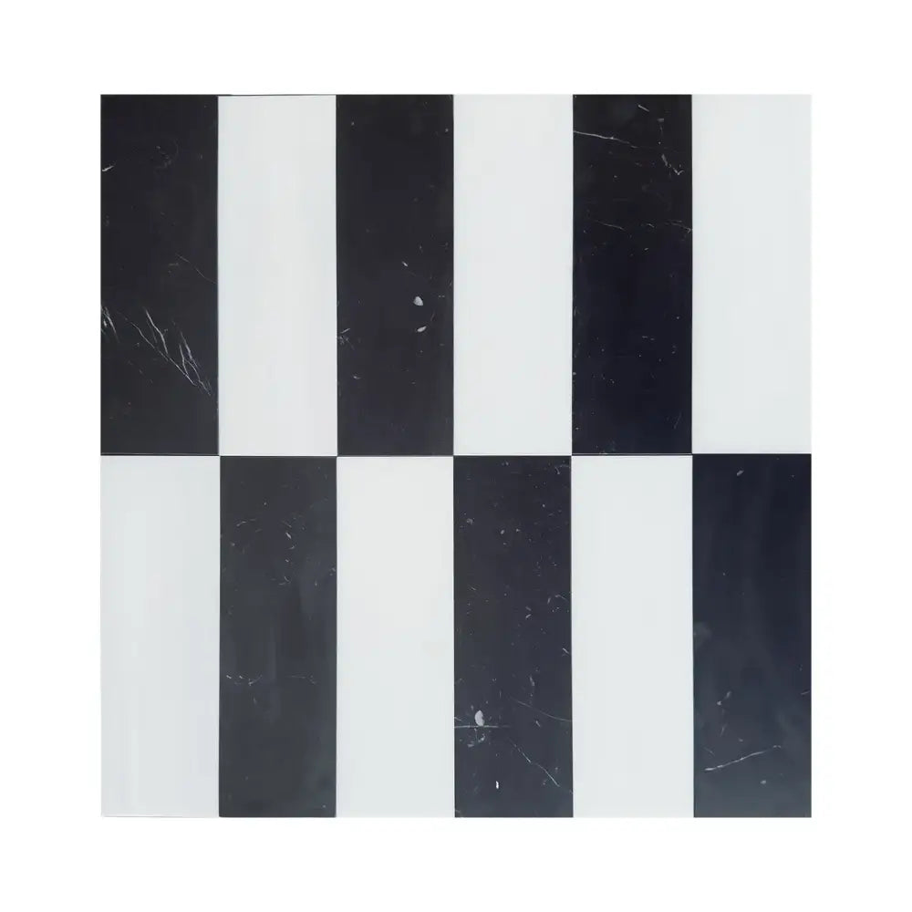 Black and white checkered tile from Arezzo in Bianco Dolomite and Nero Marquina set