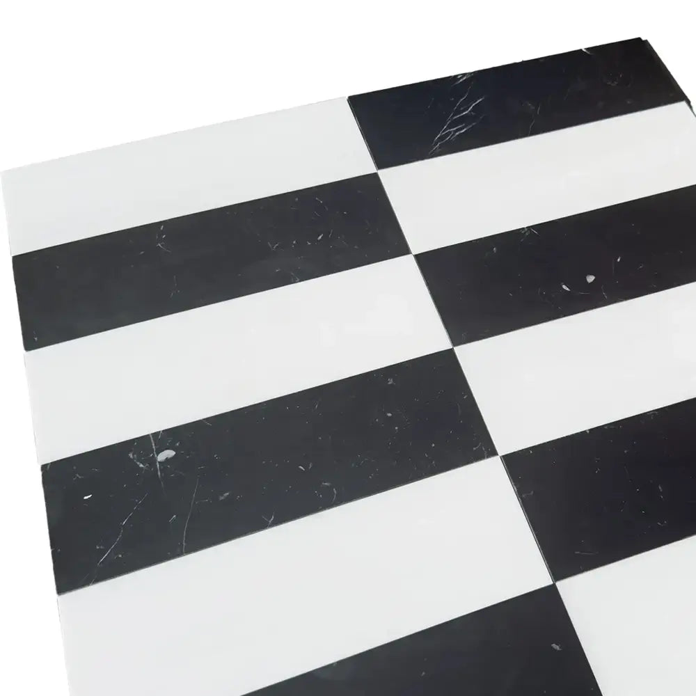 Black and white checkered surface from Arezzo in Bianco Dolomite and Nero Marquina 4X12 Set