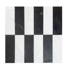 Black and white checkered tile from Arezzo in Carrara White Royale and Nero Marquina Prestige 4X12 Set