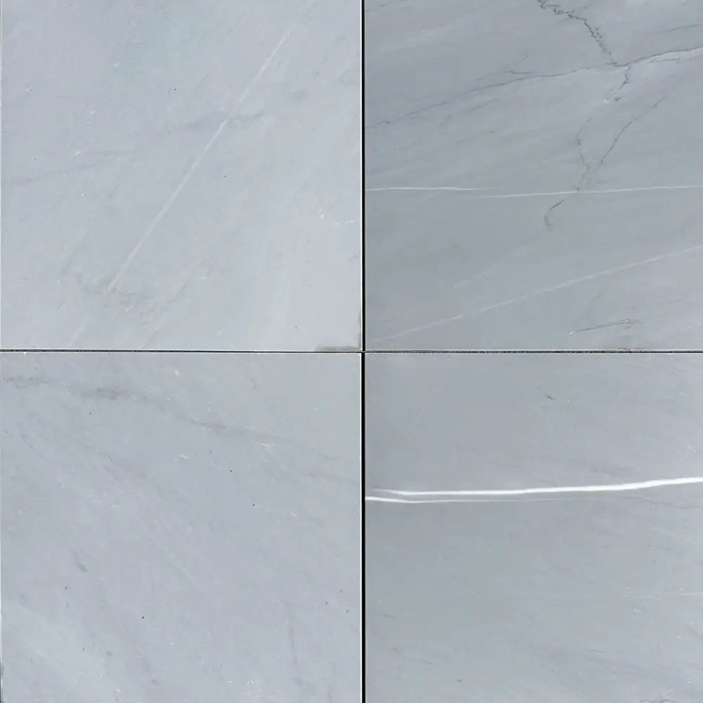 Four light gray Bardiglio Prime Imperiale 12X12 marble tiles polished or honed
