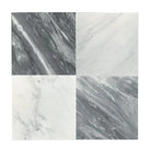 Four marble-patterned tiles from Bardiglio Prime Imperiale 12X12 Marble Tumbled collection