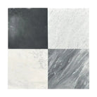Four-square Bardiglio Prime Imperiale 12X12 marble tiles with tumbled finish