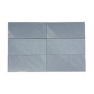 Six light blue rectangular Bardiglio Prime Imperiale marble tiles shown in polished or honed finish