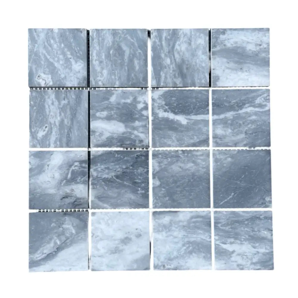 Gray and white marble mosaic tile sheet for Bardiglio Prime Marble 3x3 Mosaic