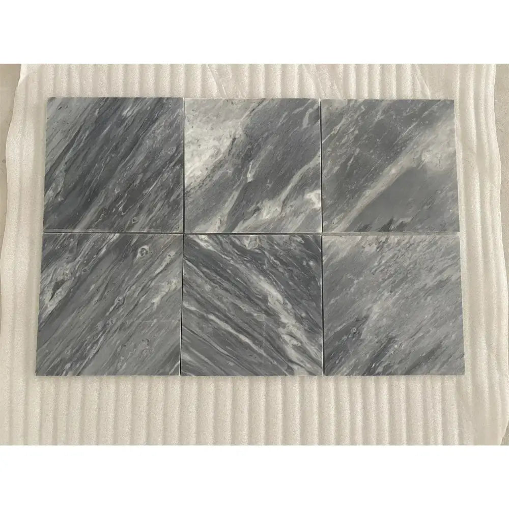 Six gray Bardiglio Prime Nuvolato 12X12 marble tiles polished or honed for flooring