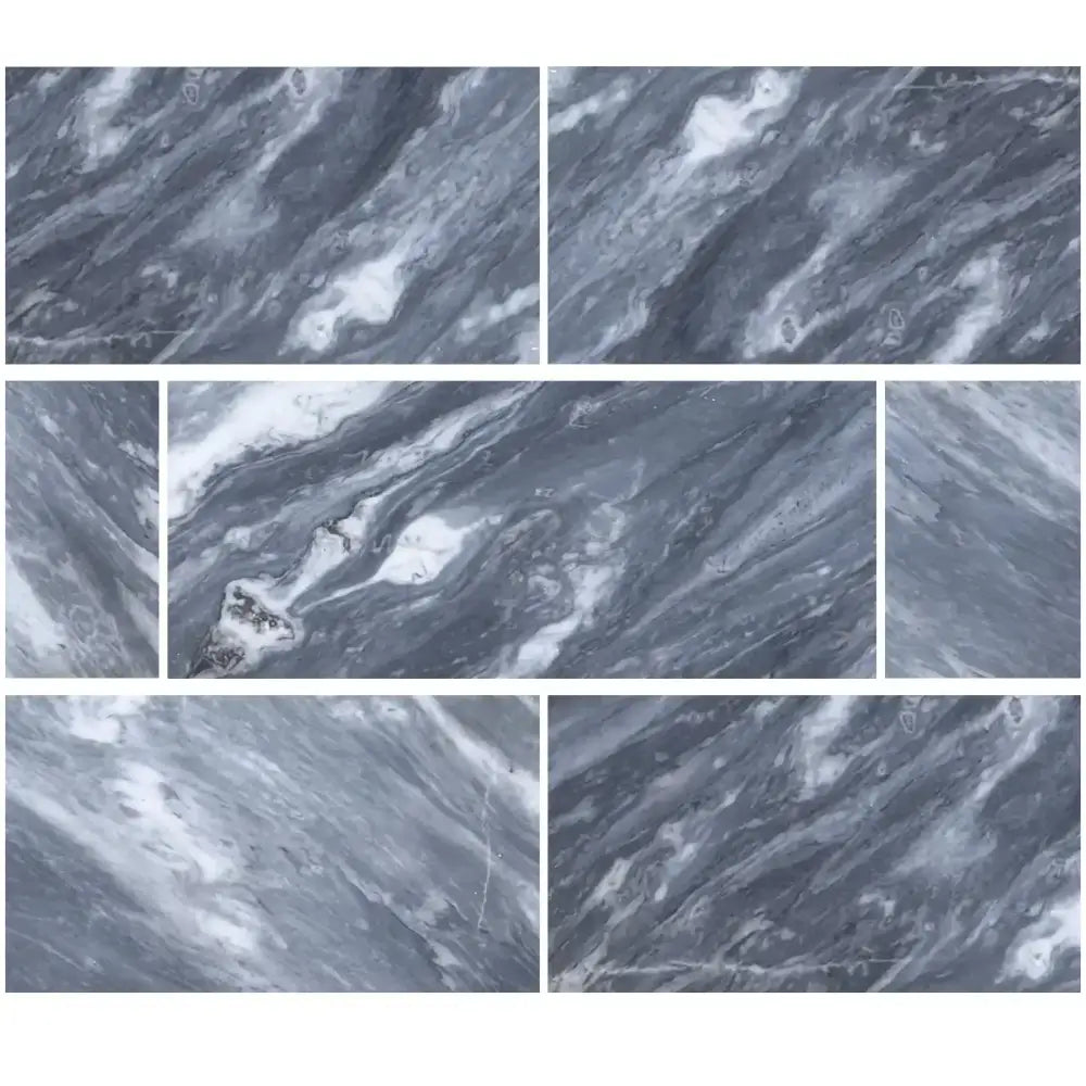 Gray and white Bardiglio Prime Nuvolato 12x24 marble tiles for polished or honed finishes