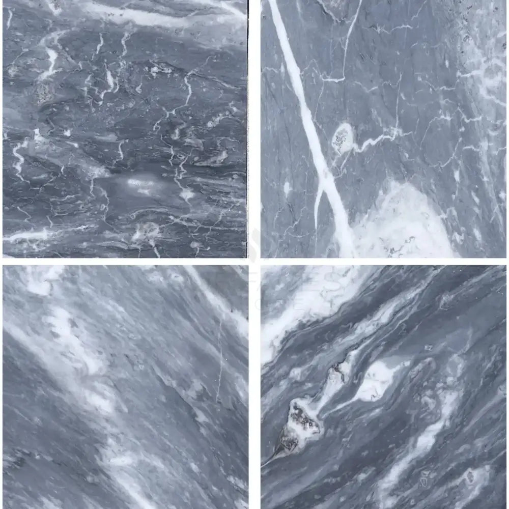 Four gray marble tiles from Bardiglio Prime Nuvolato 18X18 marble collection