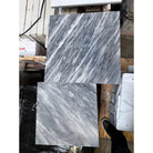 Two square Bardiglio Prime Nuvolato marble tiles in polished or honed finish