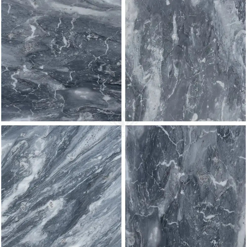 Four gray Bardiglio Prime Nuvolato marble tiles polished or honed for flooring or wall use