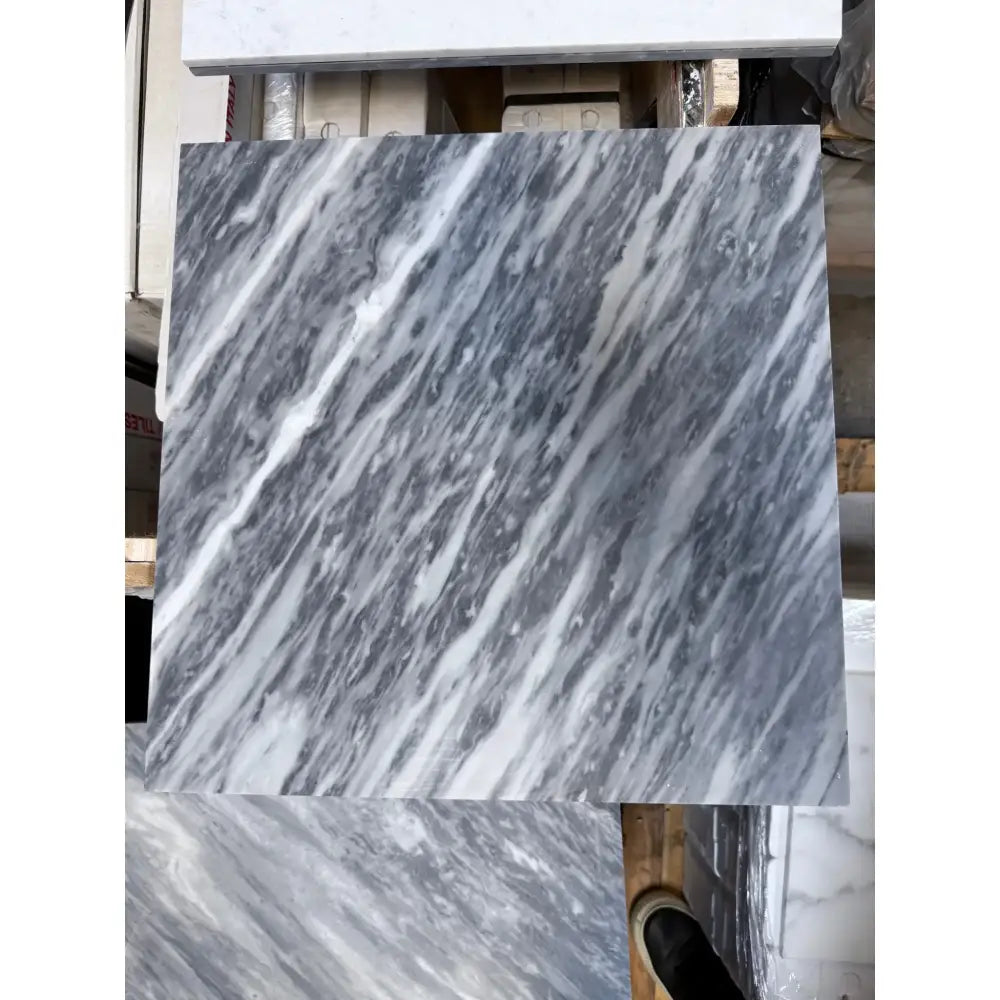 Square Bardiglio Prime Nuvolato marble tile with gray and white veining