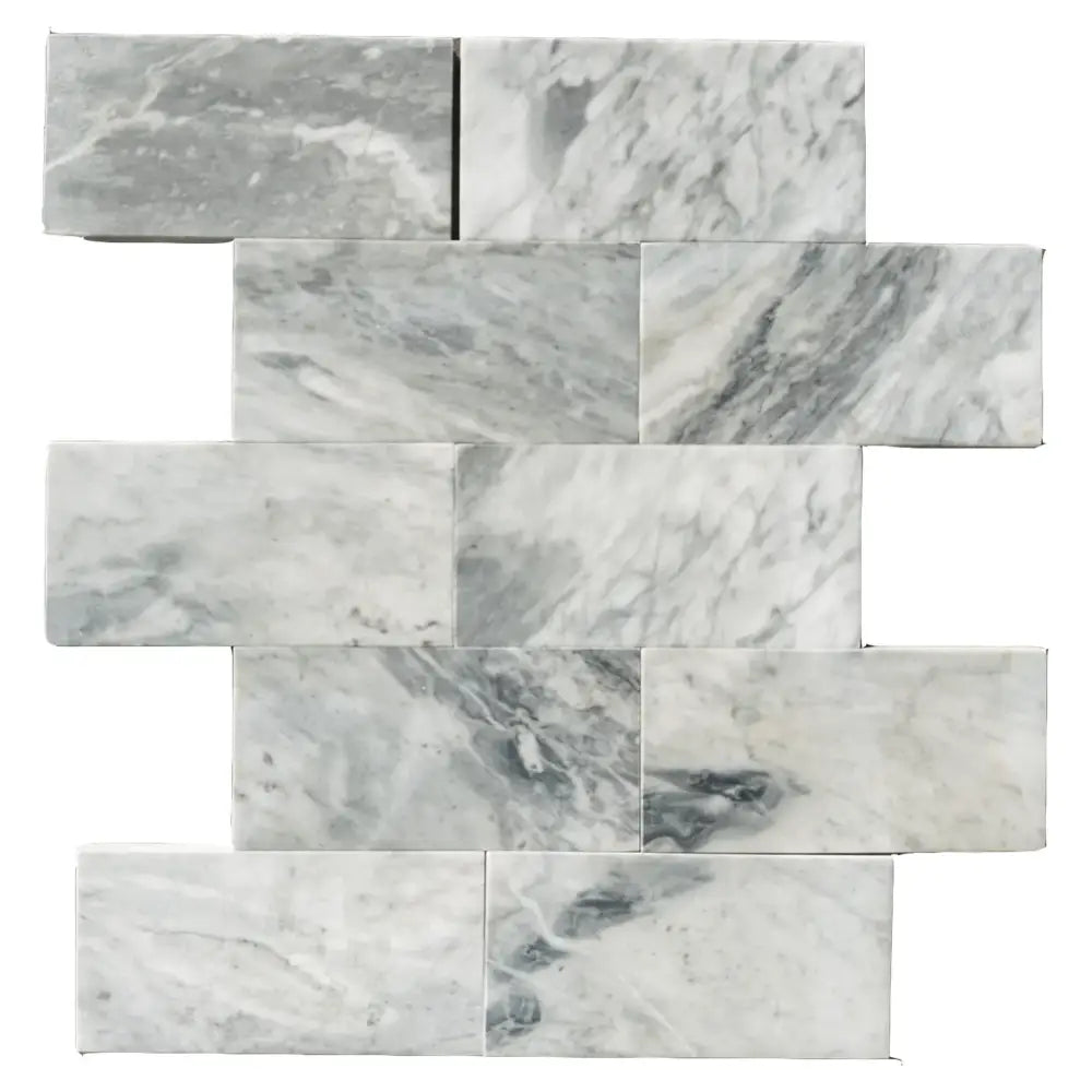 Bardiglio Prime Nuvolato Marble 3X6 polished or honed with a marble brick pattern