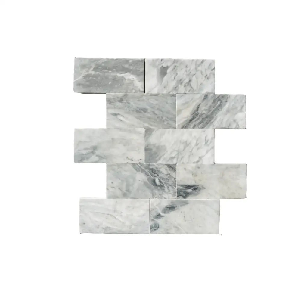 Gray and white marble brick pattern from Bardiglio Prime Nuvolato Marble 3X6