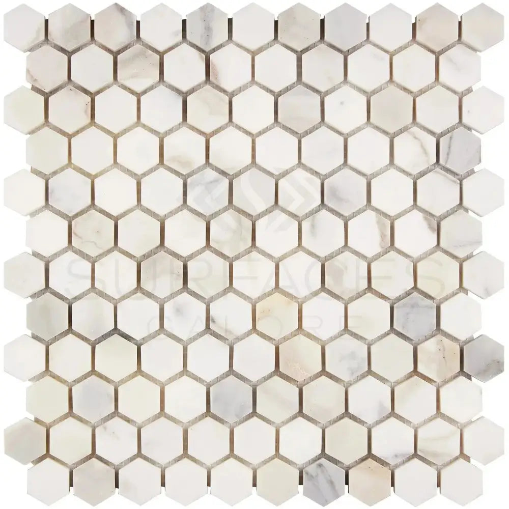 Hexagonal Calacatta Gold Marble Mosaic Tile Sheet polished or honed for elegant surfaces