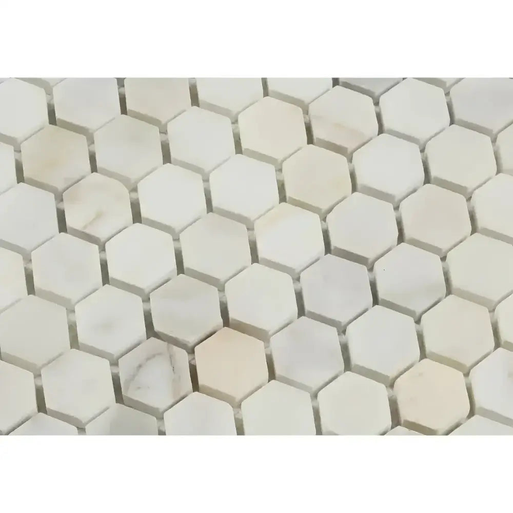 Hexagonal Calacatta Gold Marble Mosaic Tiles polished or honed for elegant flooring