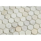 Honeycomb tile pattern from Calacatta Gold Select 1 inch Hexagon Mosaic Marble Tile