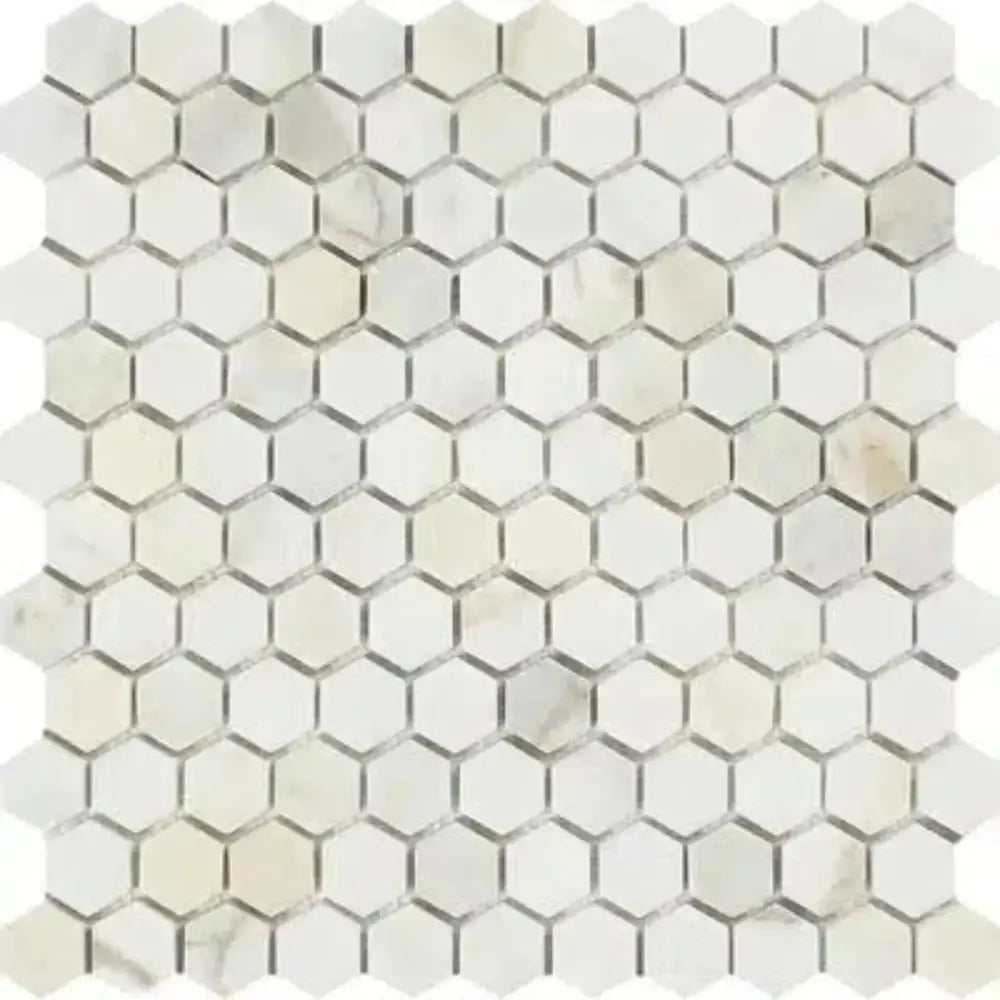 Calacatta Oro (Gold) Select 1" Hexagon Mosaic Marble Tile-American Stone