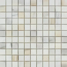 Square mosaic tile pattern in Calacatta Gold Select marble tile for elegant surfaces