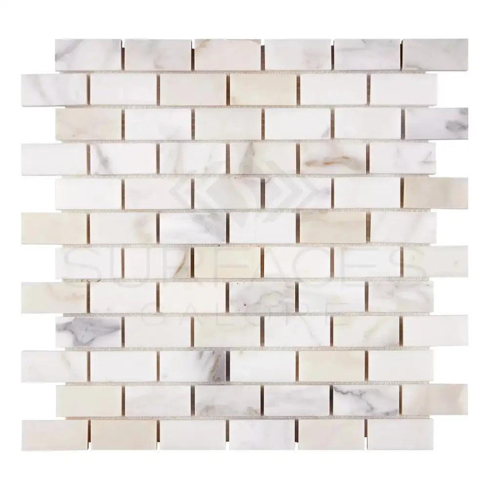 White marble brick mosaic tile from Calacatta Gold Select for elegant interior design