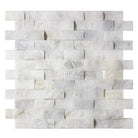 Calacatta Gold Select Gold 1X2 Brick Split-Faced Marble Tile mosaic on white marble brick background