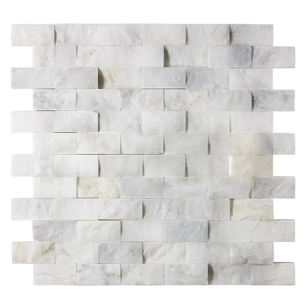White marble brick mosaic tile from Calacatta Gold Select for elegant wall and floor designs