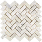 Calacatta Gold Select Herringbone Marble Tile Pattern for elegant flooring and walls