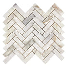 Calacatta Gold Select Herringbone Marble Tile pattern for luxurious flooring or backsplash