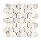 Hexagonal Calacatta Gold Select Marble Mosaic Tile Sheet in polished or honed finish