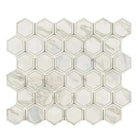 Hexagonal marble mosaic tile sheet with Calacatta Gold Select Gold finish