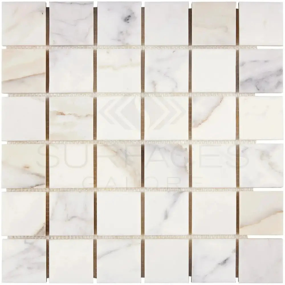 Square marble mosaic tile sheet of Calacatta Gold Select Gold 2x2 polished or honed