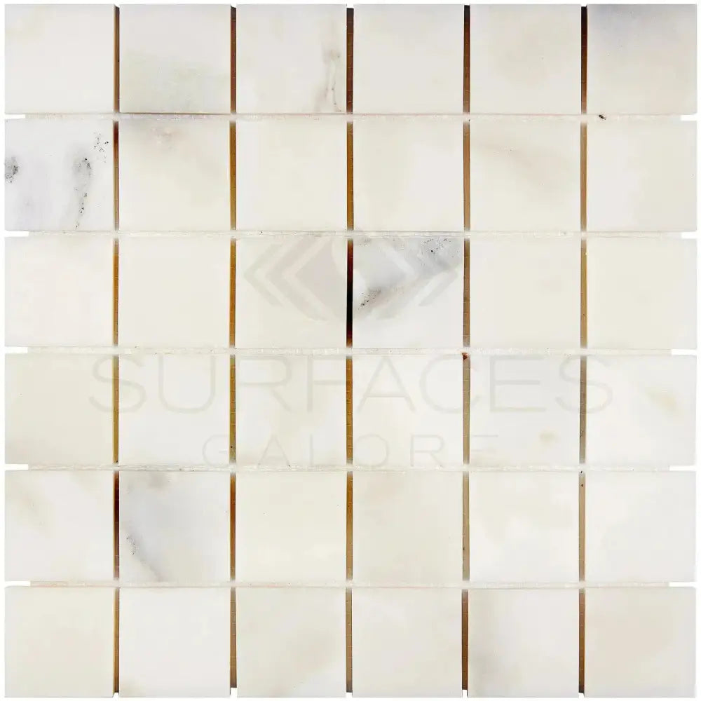 White marble mosaic tile from Calacatta Gold Select for polished or honed surfaces