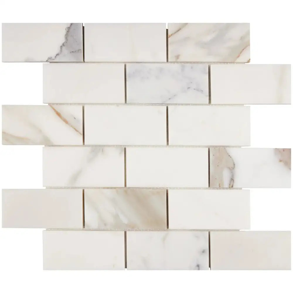 Calacatta Oro (Gold) Select 2X4 Brick Mosaic Marble Tile-American Stone