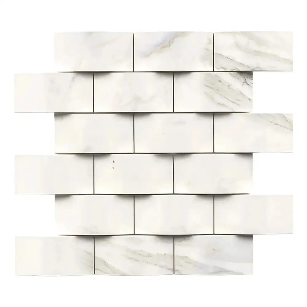 White marble brick tile pattern from Calacatta Gold Select mosaic marble tile collection
