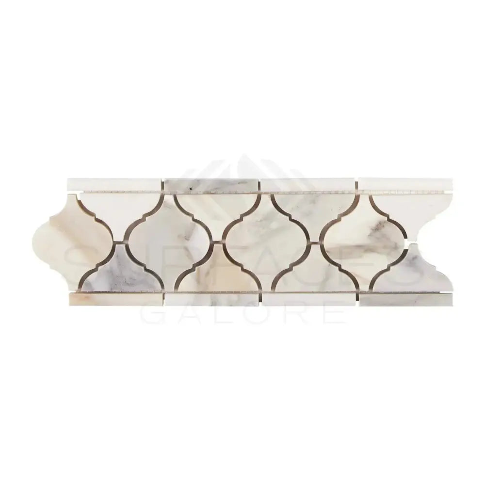 Marble mosaic tile border featuring Calacatta Gold Select Luxury Pattern