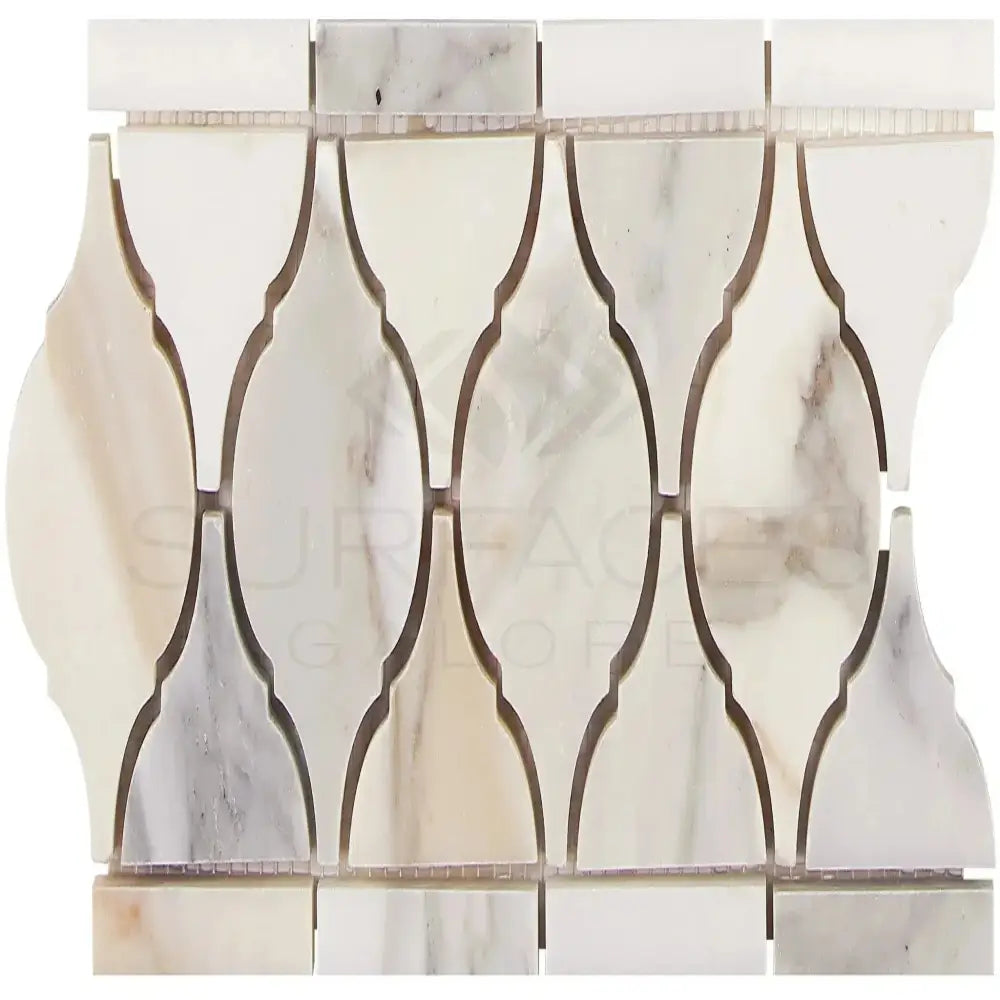 Calacatta Gold Select Luxury Marble Mosaic Tile Sheet with Lantern Border Pattern