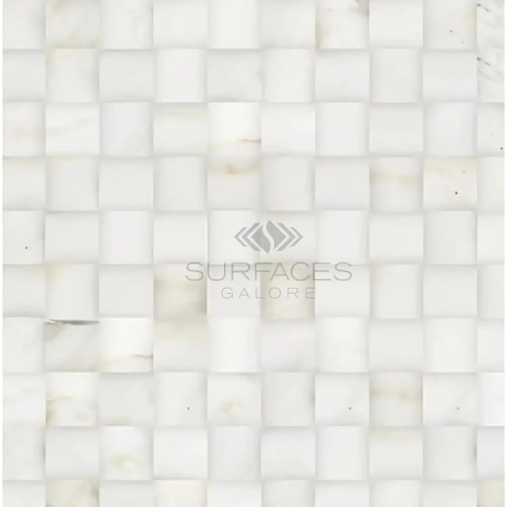 White mosaic tile pattern from Calacatta Gold Select 3-D Small-Bread Marble Tile
