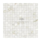 White mosaic tile pattern from Calacatta Gold Select Gold 3-D Small-Bread Mosaic Marble Tile