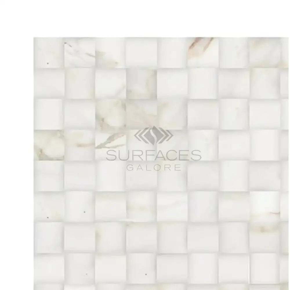 White mosaic tile pattern from Calacatta Gold Select Gold marble for elegant wall or floor design