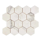 Hexagonal Calacatta Gold Marble Tile Mosaic in polished or honed finish