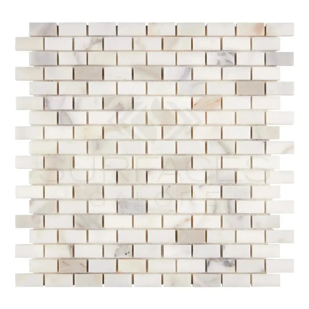 Calacatta Gold Select marble mini-brick mosaic tile with polished or honed finish