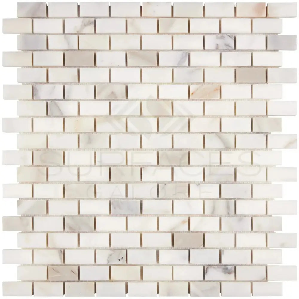 White marble brick mosaic tile from Calacatta Gold Select with polished or honed finish